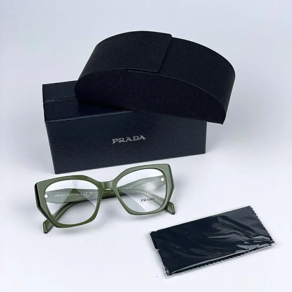 NEW Prada PR18WV 13J1O1 Sage Green Black Cat Eye Women Eyeglasses
